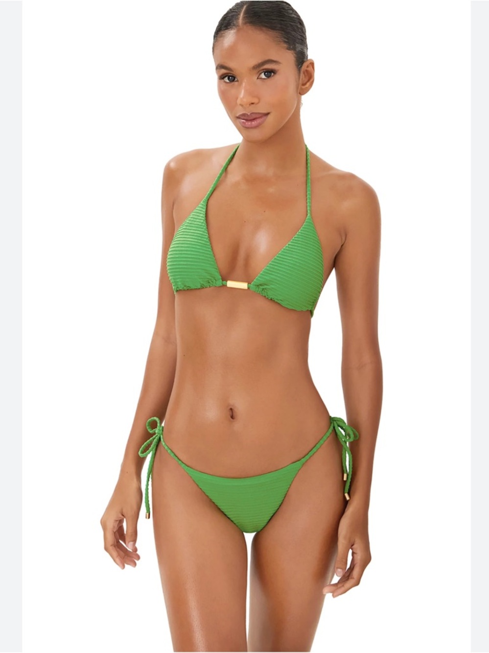 NWT Vix Green Beaded Bikini Brazilian
Tie Side Triangle Top Resort Swim